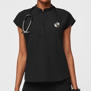 Figs Rafaela Scrub Top Black XXS